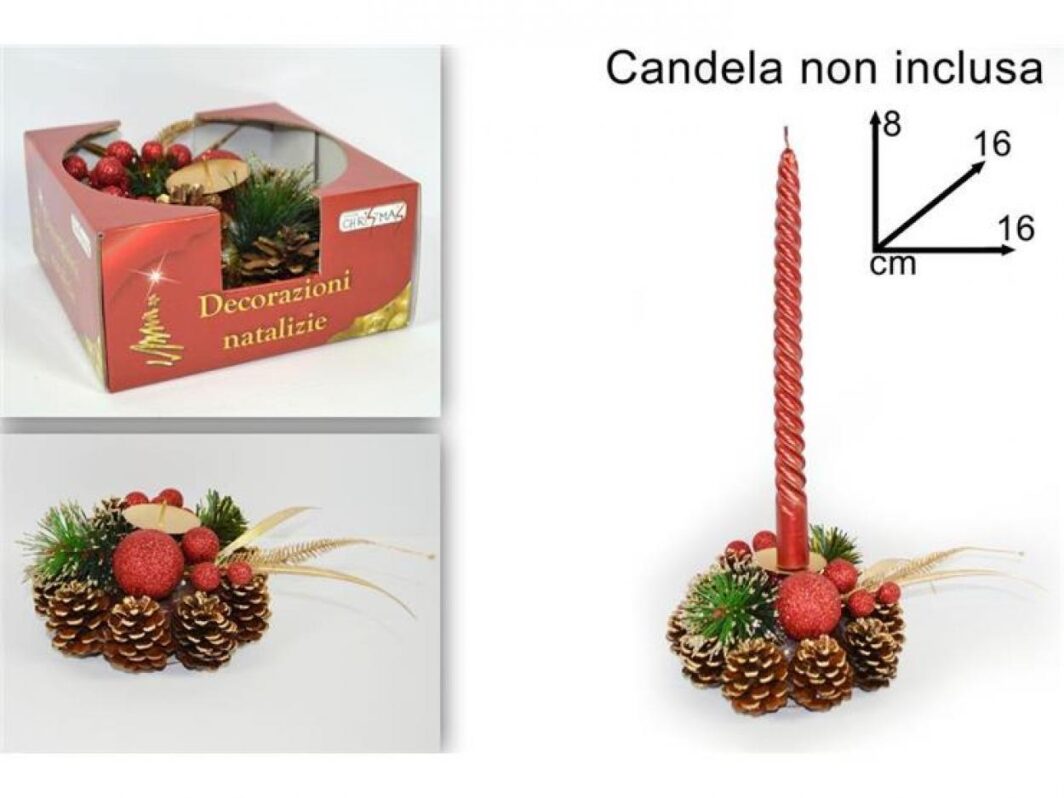 PORTA CANDELA CON PIGNA ROSSO