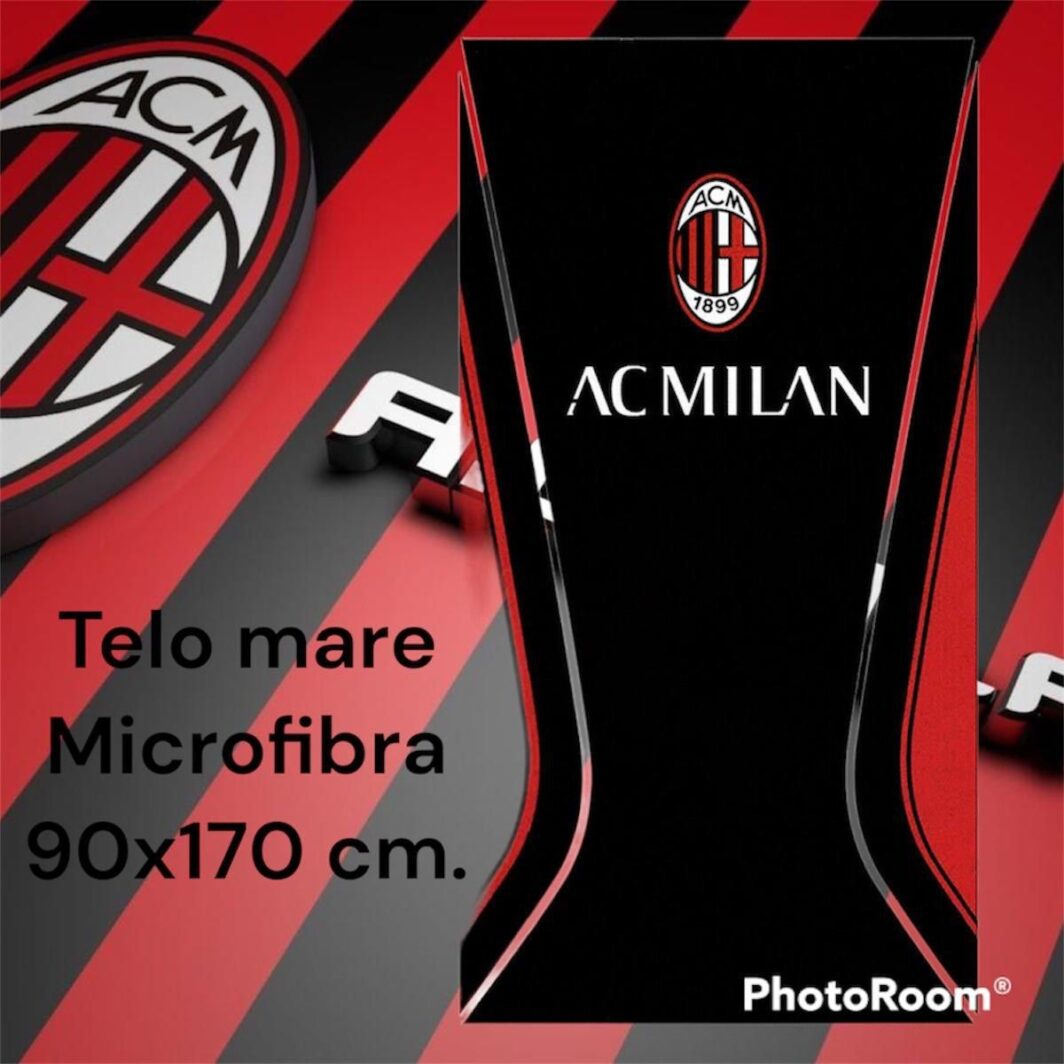 Telo mare AC Milan Ufficiale in microfibra morbida ed assorbente.