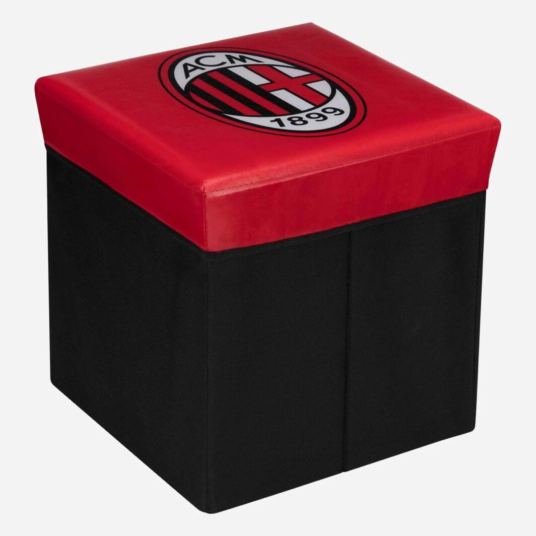 Milan Pouf Contenitore,Rosso e Nero, 31x31x33 cm,