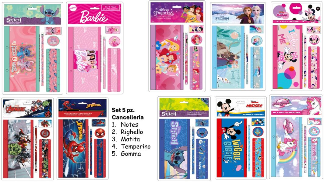 SET 5PZ CANCELLERIA DISNEY & MARVEL