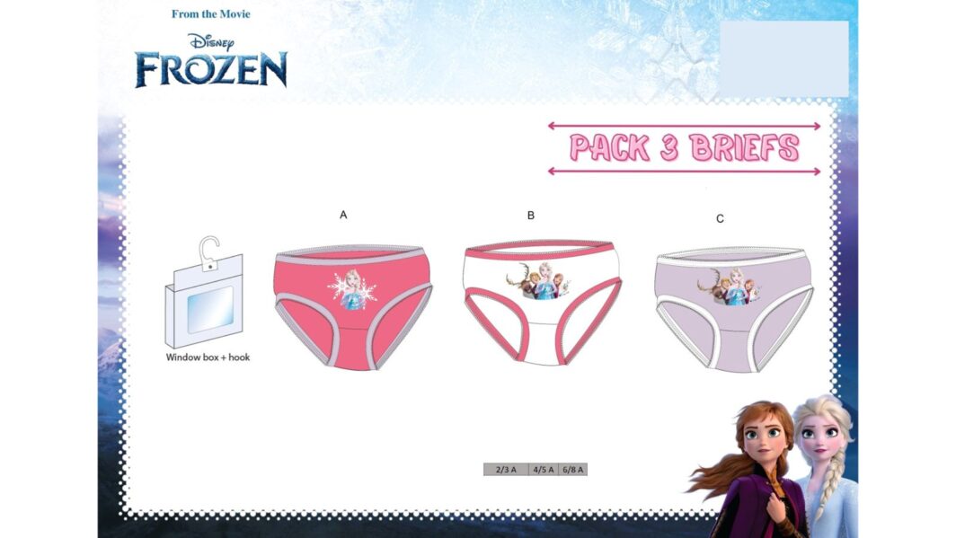 Tris Mutande Bambina "Frozen" Slip Intimo