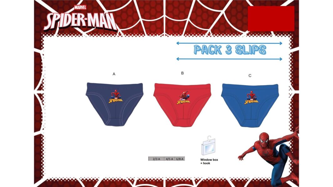 Tris Mutande Bambino "Spiderman" Slip Intimo