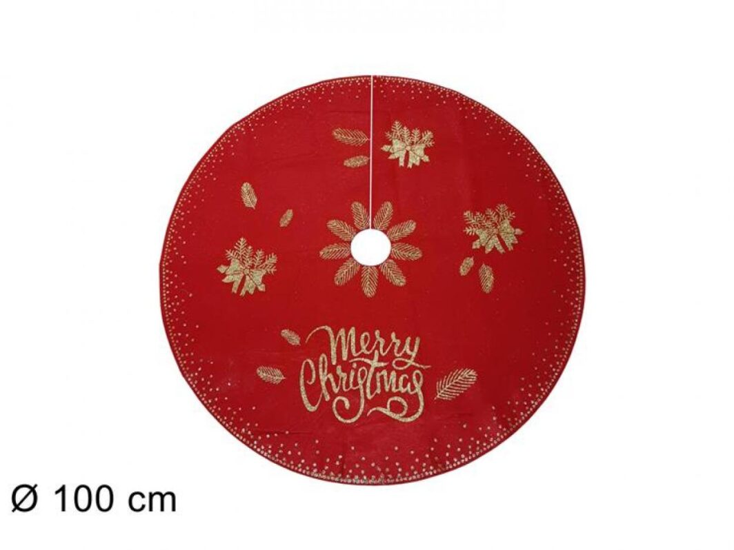 TAPPETO ALBERO FELTRO DIAM. 100 ROSSO/ORO