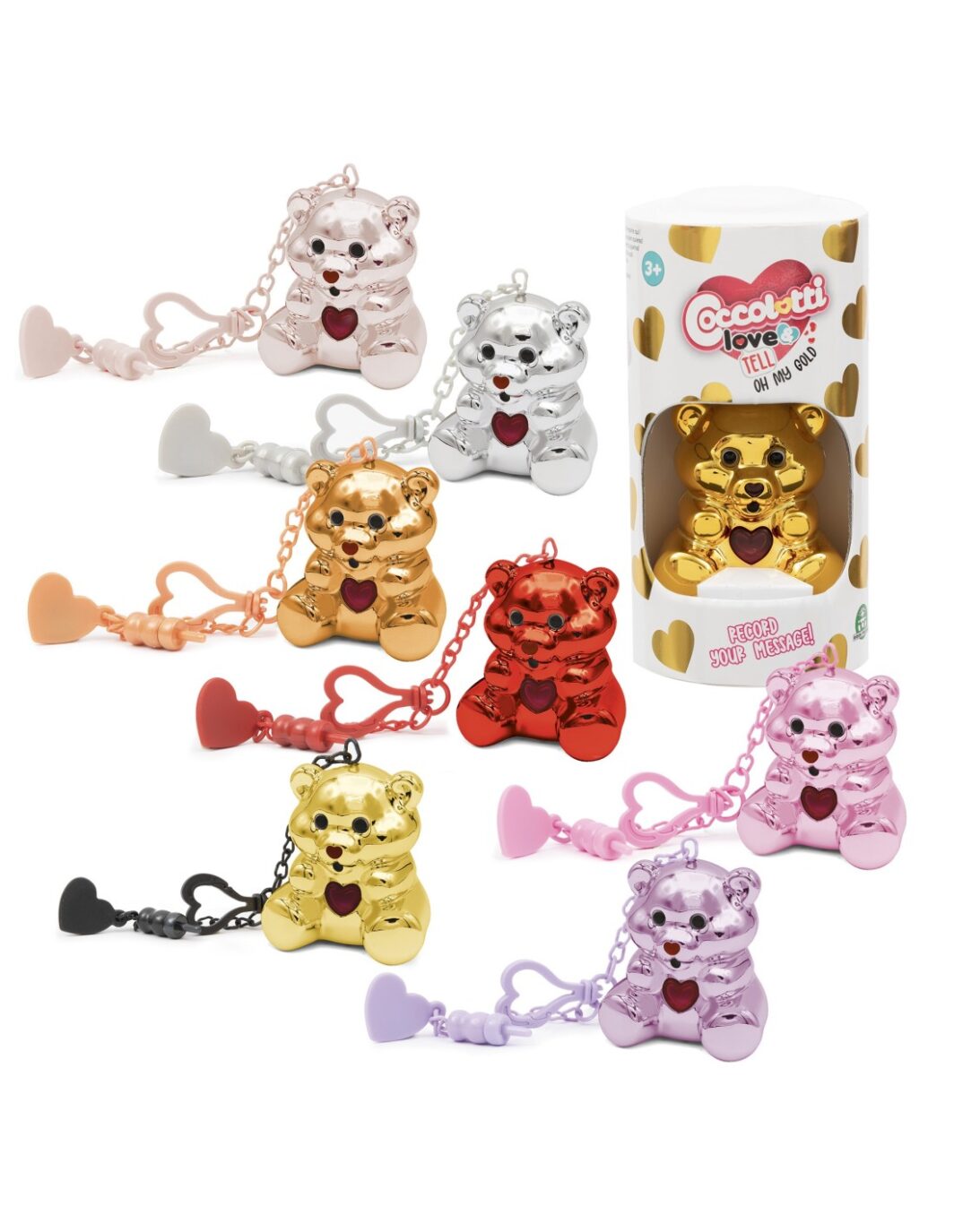 Giochi Preziosi - Coccolotti Oh My Gold Love & Tell, Orsetto da Collezione con Funzione Registrazione e Portachiavi